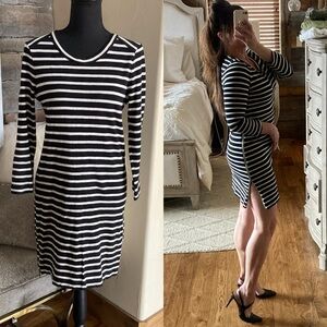 J. Crew Maritime Side Zipper Striped Cotton Knit Dress
